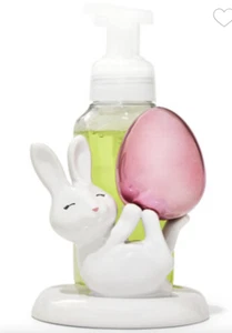 BATH & BODY WORKS CERAMIC EASTER BUNNY WITH PINK EGG GENTLE FOAMING SOAP HOLDER - Picture 1 of 1