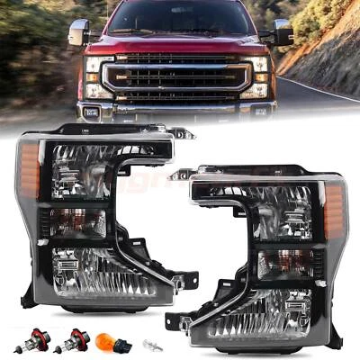 Faros halógenos negros izquierda+derecha para Ford F250 F350 F450 SuperDuty 2020-2022 Foto 1 de 4