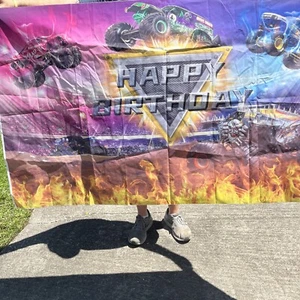 Monster Truck Happy Birthday Backdrop 3x5 - Picture 1 of 9