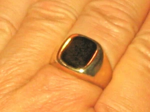 Vintage Avon Herren Onyx Gold Vermeil Biker Band Ring 10,2 g Gr. 13,5 - Bild 1 von 4