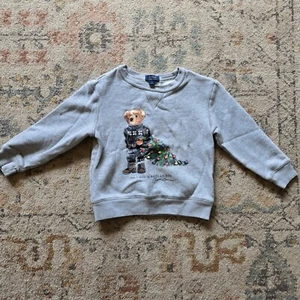 Polo Ralph Lauren Sweater Crew Toddler 5 Christmas Tree Bear Graphic - Picture 1 of 5