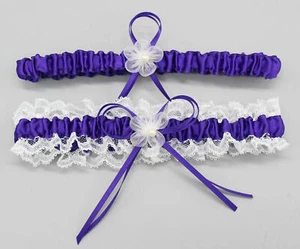Bridal Wedding Garter Set White Lace Floral Elastic Keepsake & Toss Garters New - Picture 1 of 18