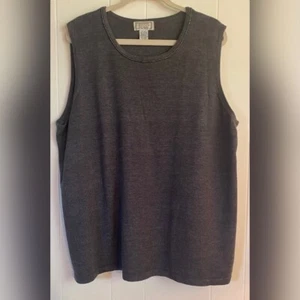 Jennifer Moore Blouse Women’s 3X Gray Beaded Round Collar Sleeveless Tank Tunic - Picture 1 of 6