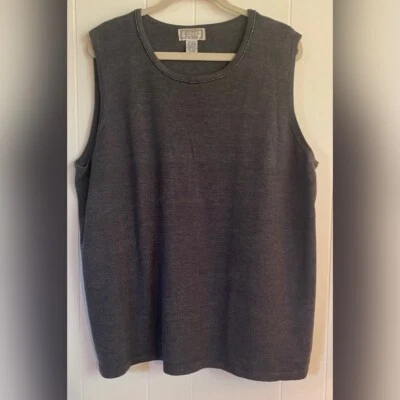 Jennifer Moore Blouse Women’s 3X Gray Beaded Round Collar Sleeveless Tank Tunic - Image 1 of 4