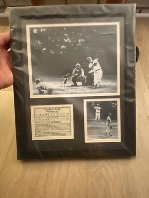 Carlton Fisk Homerun framed two pictures in one 1975 walk off 15x12 - Image 1 of 4