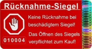 Rücknahmesiegel mit Seriennummer - 48x25mm rot, Qualitätssiegel Garantiesiegel - Bild 1 von 7