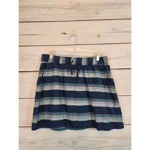 Patagonia Women's Blue Gray Striped Mini Skirt with Elastic/Drawstring Waist M - Picture 1 of 6