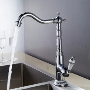 Polished Chrome Bathroom/Kitchen Basin Faucet Single Handle Hole Sink Mixer Tap - Picture 1 of 6