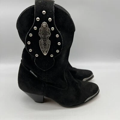 Bota vaquera de gamuza negra vintage Capezio para mujer herrajes de metal talla 5 Foto 1 de 4