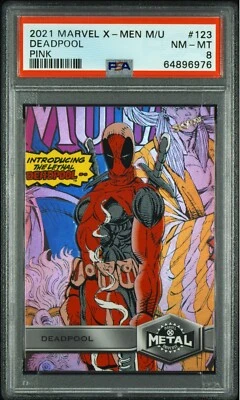 Deadpool 2021 UD Marvel X-Men Metal Universe #123 - PINK PMG #'d 25/75 - PSA 8 - Image 1 of 4