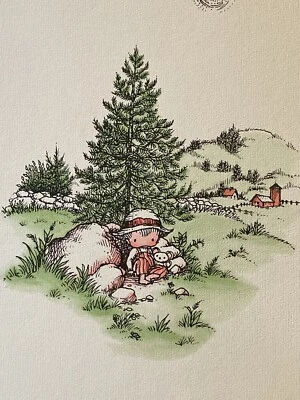 Juego de 3 impresiones rosa/verde Joan Walsh Anglund para niñas de guardería 11 1/4" x 14 1/2". Foto 1 de 4