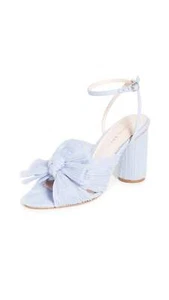 Loeffler Randall Mujer Camelia Plisado Lazo Tacón con Correa para el Tobillo, Azul, 7 Med - Imagen 1 de 5