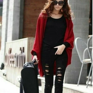 Poncho Pullover offen Cape Strickjacke Damen Frauen Oversize Fledermaus Wasserfall - Bild 1 von 17