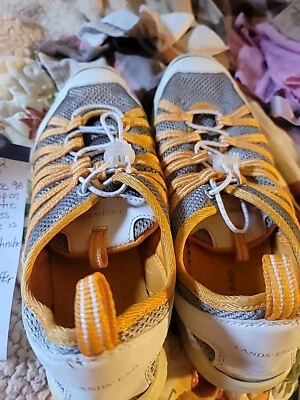 Lands End Womens Size 9B Orange & White Water Sneakers Bungee Cord Drawstring  - Image 1 of 4
