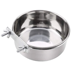 Stainless Steel Bird Feeder Cup Cage Coop Clamp Bolt Cup Bird Food Water Bowl - Picture 1 of 12