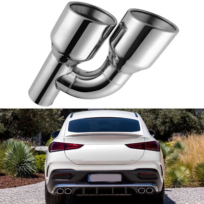 For Mercedes-Benz GLE 53 AMG Dual Wall Exhaust Tip Slant Cut 2.5" In Quad 4" Out - Image 1 of 4