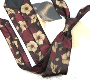 New Classic Floral Red Yellow JACQUARD WOVEN 100% Silk Men's Necktie Tie - Picture 1 of 1
