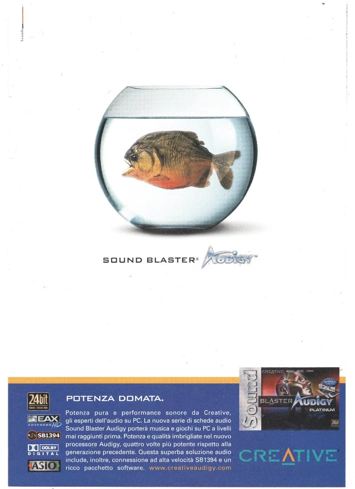 SOUND BLASTER Audigy Platinum 2002 rare Italian Magazine Advertising 30x20 - Image 1 of 1