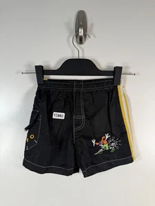 Vtg Kids Boys Disney Goofy Embroider Swim Shorts Trunks Nylon Black Sz 3T 9.5x3 - Picture 1 of 10