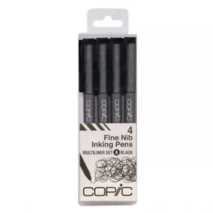 Too Copic Fine Nib Inking Pens Multiliner set A / Black / 4 size set - Picture 1 of 2