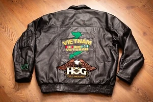 Chaqueta de cuero Vietnam Veteran & HOG Harley Owners Group, M, motociclista JWM al por mayor - Imagen 1 de 6