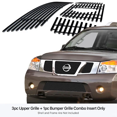 Combo de rejilla de billet negra de acero inoxidable con logotipo de Nissan Armada 2008-2015 Foto 1 de 4