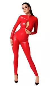 F353 Noir Handmade ORGIA Wetlook Overall Jumpsuit rot Overall Catsuit Sexy Neu - Bild 1 von 27