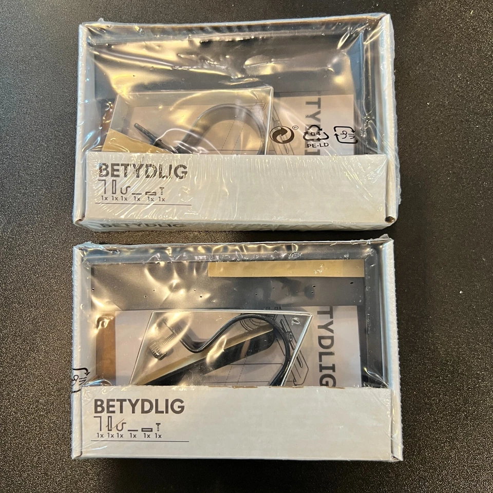 IKEA BETYDLIG Soportes de varilla de cortina montaje en pared/techo (juego de 2) nuevo negro Foto 1 de 4