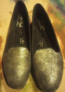 Mocassini stile morbido Faline scarpe basse taglia US 5,5 M nero argento - Foto 1 di 6