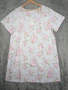 Carole Hochman Nightgown Women 1X White Floral Lace Trim Front Short Sleeves NWT - Picture 1 of 5