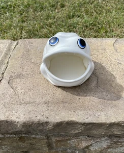 Vintage Keramik Frosch Weithals Schwammhalter weiß - Bild 1 von 7
