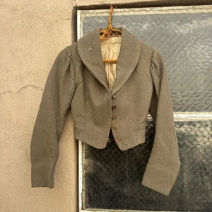 Antik viktorianisch grau Wolle Mieder Jacke Kleid Bluse Zelluloid Knöpfe Vintage - Bild 1 von 21
