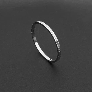 Bracciale gioiello acciaio inox bracciale scanalature struttura colore argento moderno semplice - Foto 1 di 7