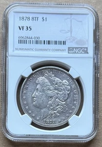 1878 8TF $1 NGC VF 35 1878 8 PIUME CODA DOLLARO D'ARGENTO MORGAN - Foto 1 di 2