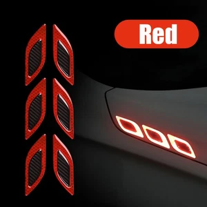 6x Car Vent Edge Bumper 3D Reflective Decal Sticker Carbon Fiber Accessories - Picture 1 of 4