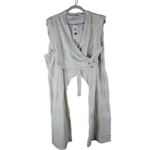 Free People Beach Island Boho Set Crop Top Avvolgente Terry Scollo a V e Pantaloni - Foto 1 di 14