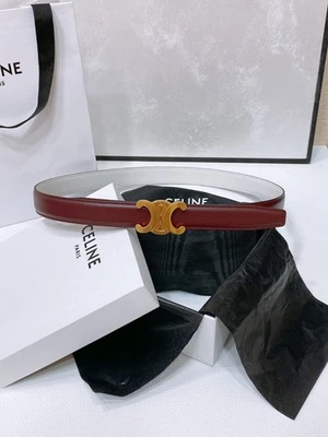 Cinturón reversible Celine para mujer color borgoña y blanco, talla 80 Foto 1 de 4