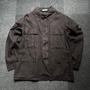 Vintage Stone Island Leinen Multi Pocket Military Jacke Mantel Gr. L schwarz - Bild 1 von 10