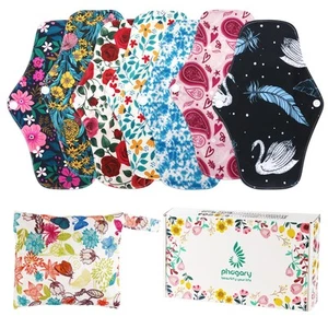 Wiederverwendbare Menstruationspads, Bambus Stoffpads für starken Fluss mit Nassbeutel, groß... - Bild 1 von 7