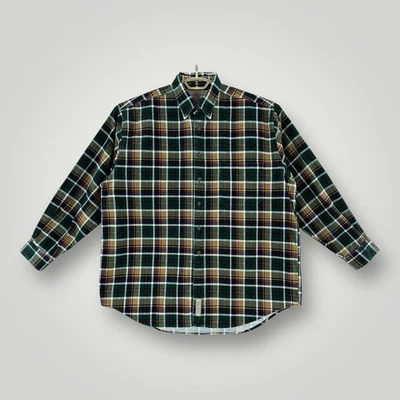 VINTAGE Abercrombie & Fitch Shirt Mens L Green Plaid Corduroy Big Shirts 90s - Image 1 of 4