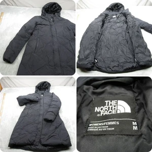 North Face Daunen Parka Damen Medium schwarz Kapuze Puffer Mantel Jacke 550 Füllung LESEN - Bild 1 von 16