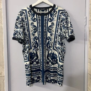 Dolce und Gabbana Maiolica T-Shirt Oberteil Herren 54 Large gemustert selten original - Bild 1 von 3
