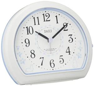 RHYTHM Quartz Alarm Clock Analog Electronic Sound Rabbit Pattern White DAILY R55 - Picture 1 of 2