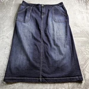 Est. 1946 Falda Denim Mujer Talla 18W Bolsillos Lavado Oscuro Abertura Trasera Elastizada Modesta - Imagen 1 de 12