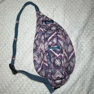 KAVU Rope Crossbody Bag Purple Ikat Sling Backpack - Image 1 of 4