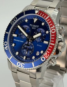 Reloj suizo TISSOT Seastar 1000 cuarzo cronógrafo esfera azul Pepsi T120.417.11.041.03 - Imagen 1 de 9