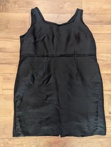 Talbots schwarz Seide & Wolle Mischung Shantung V-Ausschnitt Mini Etui Kleid Gr 18W - Bild 1 von 12