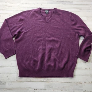 Jos A Bank Sweater Mens 2XL Purple 100% Cashmere V Neck Pullover Soft Knit - Picture 1 of 10