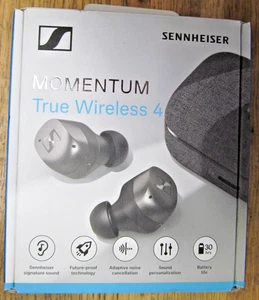 NEW SENNHEISER MOMENTUM TRUE WIRELESS 4 EARBUDS BLACK GRAPHITE MTW4 FREE SHIP - Picture 1 of 4