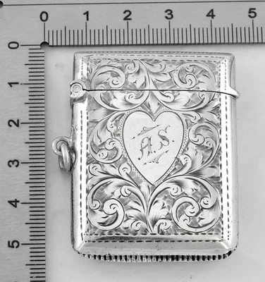 Antique English Sterling Silver Vesta Case  -Birmingham -1900 - Larger Size - - image 1 of 4